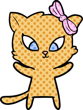 Bir insan tarafından çizilmiş çizgi film kedisi.