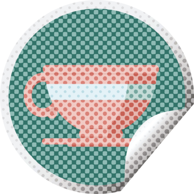 kahve fincanı grafik vektör çizimi bir insan tarafından çizilmiş dairesel etiket