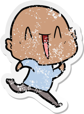 Bir insan tarafından çizilmiş mutlu, kel bir adamın sıkıntılı çıkartması.