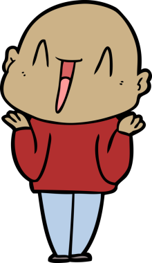 Bir insan tarafından çizilmiş mutlu, kel adam.