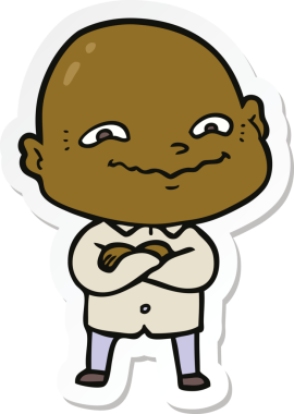 Bir insan tarafından çizilmiş garip bir adamın çıkartması.