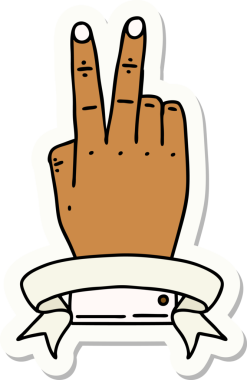 Zafer el hareketinin çıkartması. Bir insan tarafından çizilmiş bayrak.