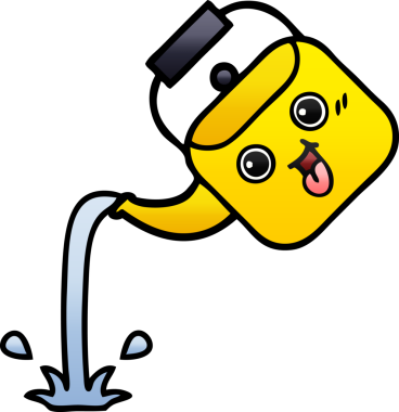 Bir insan tarafından çizilmiş gölgelenmiş çaydanlık karikatürü.