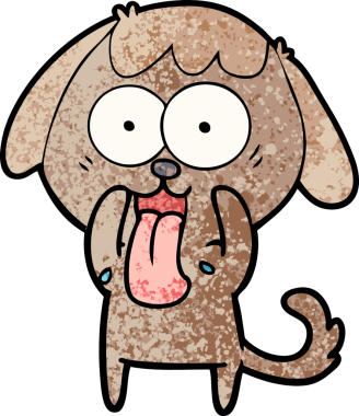 Bir insan tarafından çizilmiş şirin bir çizgi film köpeği.