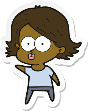 Bir insan tarafından çizilmiş somurtkan bir çizgi film kızının çıkartması.