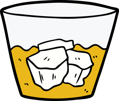 Bir insan tarafından çizilmiş bardakta viski.