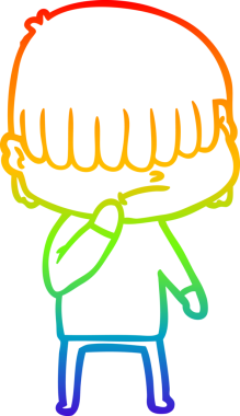 Bir insan tarafından çizilmiş dağınık saçlı bir çizgi film çocuğunun çizimi.