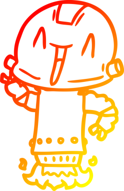 Bir insan tarafından çizilen çizgi film robotunun sıcak çizgi çizimi