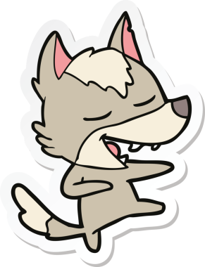 Bir insan tarafından çizilmiş bir kurt çizgi filminin çıkartması.