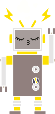 Bir insan tarafından çizilmiş düz renkli bir robot karikatürü