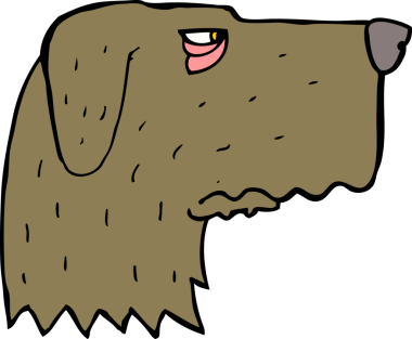 Bir insan tarafından çizilmiş çizgi film köpeği.