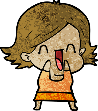 Bir insan tarafından çizilmiş mutlu bir kadın.