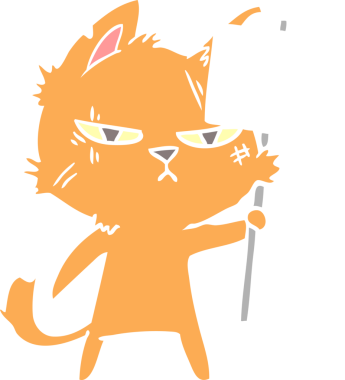 sert düz renkli çizgi film kedisi Protesto işareti bir insan tarafından çizilmiş