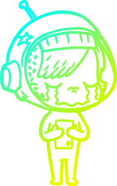 Bir insan tarafından çizilmiş ağlayan astronot bir kızın soğuk gradyan çizimi