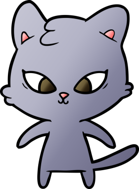 Bir insan tarafından çizilmiş sevimli çizgi film kedisi.