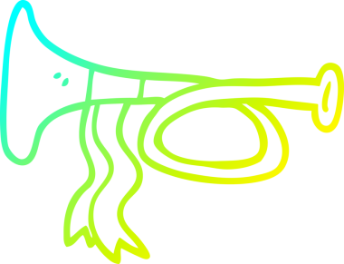 Bir insan tarafından çizilmiş metal bir trompetin soğuk gradyan çizimi