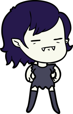 Bir insan tarafından çizilmiş ölümsüz vampir kız çizgi filmi.