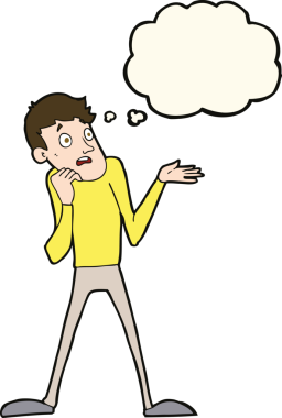 Bir insan tarafından çizilmiş düşünce baloncuğu olan sinirli bir adam.