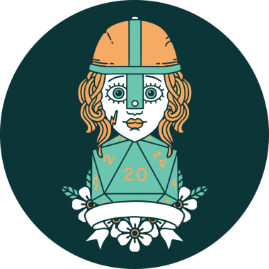 Bir insan tarafından çizilmiş doğal 20 D20 silindirli insan dövüşçüsü simgesi