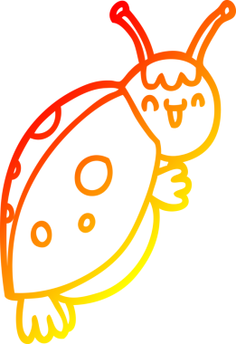 Bir insan tarafından çizilmiş sevimli bir uğur böceğinin sıcak çizgi çizimi