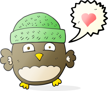 Bir insan tarafından çizilmiş serbest konuşma balonu karikatürü şirin baykuş