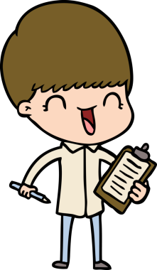 Bir insan tarafından çizilmiş mutlu çizgi film çocuğu.