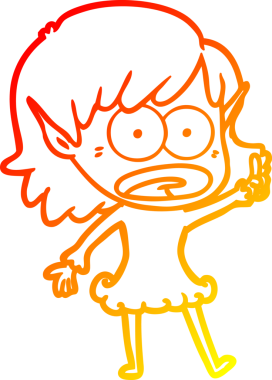 Bir çizgi film karakteri çizimi bir insan tarafından çizilmiş elf kızı şok etti.