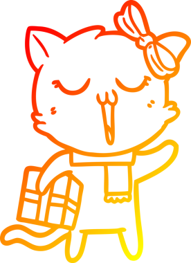 Bir insan tarafından çizilmiş çizgi film kedisinin sıcak çizgi çizimi