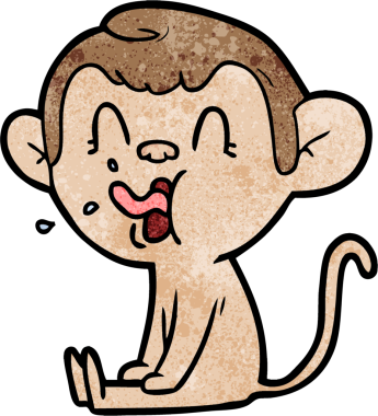 Bir insan tarafından çizilmiş çılgın çizgi film maymunu