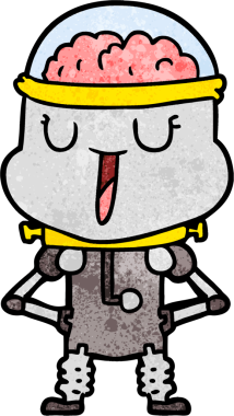 Bir insan tarafından çizilmiş mutlu çizgi film robotu