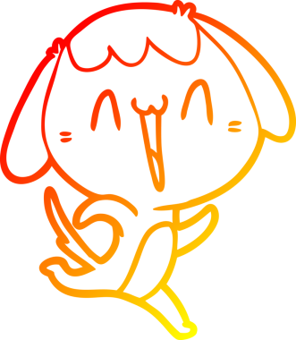 Bir insan tarafından çizilmiş sevimli bir köpeğin sıcak çizgi çizgisi.