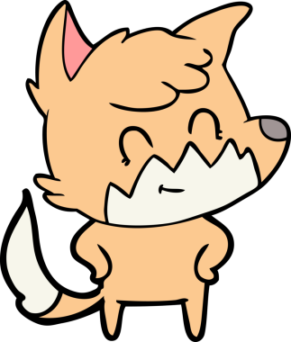 Bir insan tarafından çizilmiş çizgi film dostu tilki.