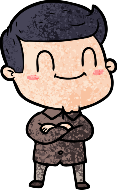 Bir insan tarafından çizilmiş çizgi film dostu bir adam.