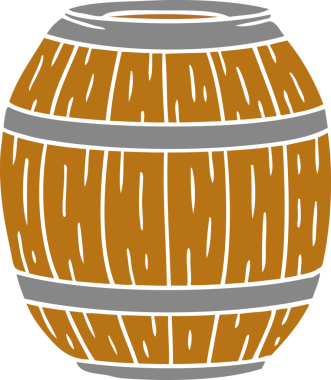 Bir insan tarafından çizilmiş ahşap bir fıçının karalaması.