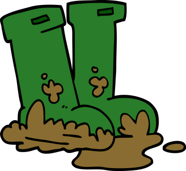 Bir insan tarafından çizilmiş karikatür Wellingtons.