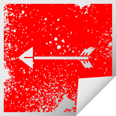 Bir insan tarafından çizilmiş sıkıntılı kare soyma etiketi ilginç sembol oku