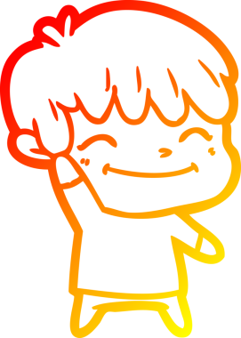 Bir insan tarafından çizilmiş mutlu çizgi film çocuğu çizimi.