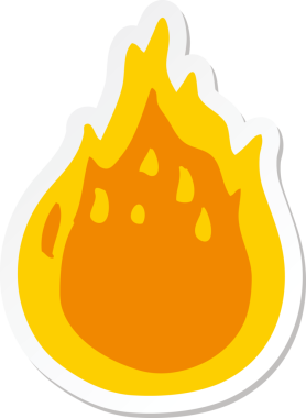 Bir insan tarafından çizilmiş karikatür ateşinin çıkartması.