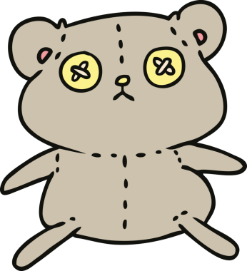 Bir insan tarafından çizilmiş, el yazısıyla çizilmiş şirin bir oyuncak ayı.