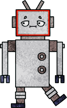 Bir insan tarafından çizilmiş bir robotun retro grunge dokusu