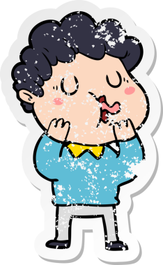 Bir insan tarafından çizilmiş bir çizgi film karakterinin sıkıntılı çıkartması.