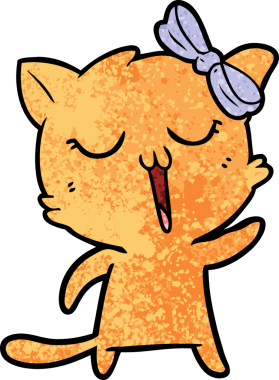 Bir insan tarafından çizilmiş çizgi film kedisi.