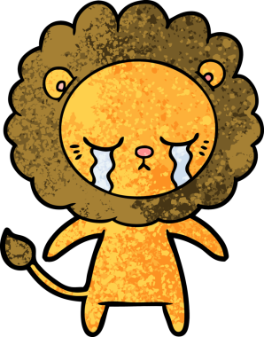 Bir insan tarafından çizilmiş ağlayan çizgi film aslanı.