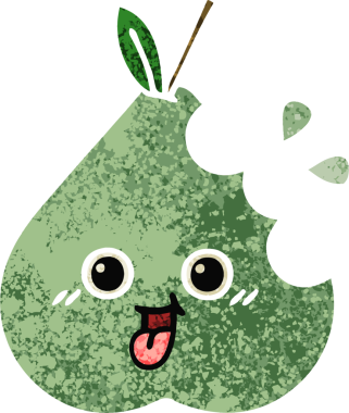 Bir insan tarafından çizilmiş bir armutun retro çizim tarzı karikatürü