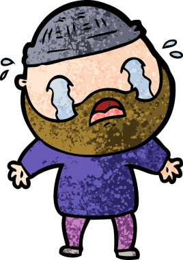 Çizgi film sakallı adam bir insan tarafından çizilmiş ağlıyor.