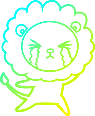 Bir insan tarafından çizilmiş ağlayan aslanın soğuk gradyan çizgisi