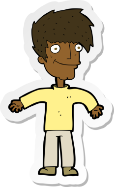 Bir insan tarafından çizilmiş mutlu bir adamın çıkartması.