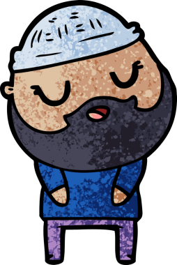 Bir insan tarafından çizilmiş sakallı bir çizgi film adamı.