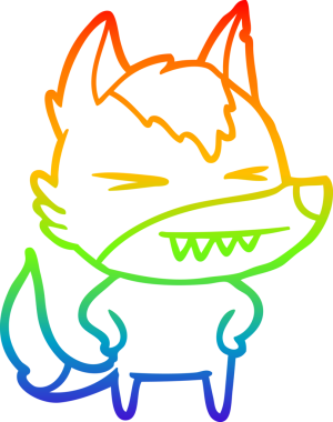 Bir insan tarafından çizilmiş kızgın bir kurt çizgi çizimi.