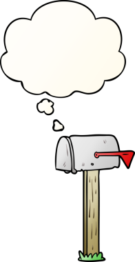 Düşünce baloncuklu çizgi film posta kutusu bir insan tarafından çizilmiş düzgün gradyan biçiminde